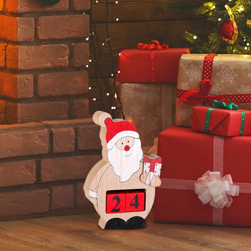 woobles Home Holiday Advent Calendar, Table Decor Christmas Gnome Statues with Numbers Blocks, Wooden Square Christmas Calendar Tabletop Decor for Weddings, Parties - Image 2